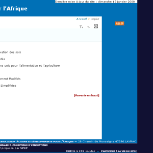 Sigles - Actions et développements pour l'Afrique - Les sigles sont automatiquement placés en bulle d'aide sur les pages où ils apparaissent.