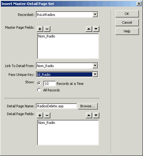 Assistant : Master Detail Page Set