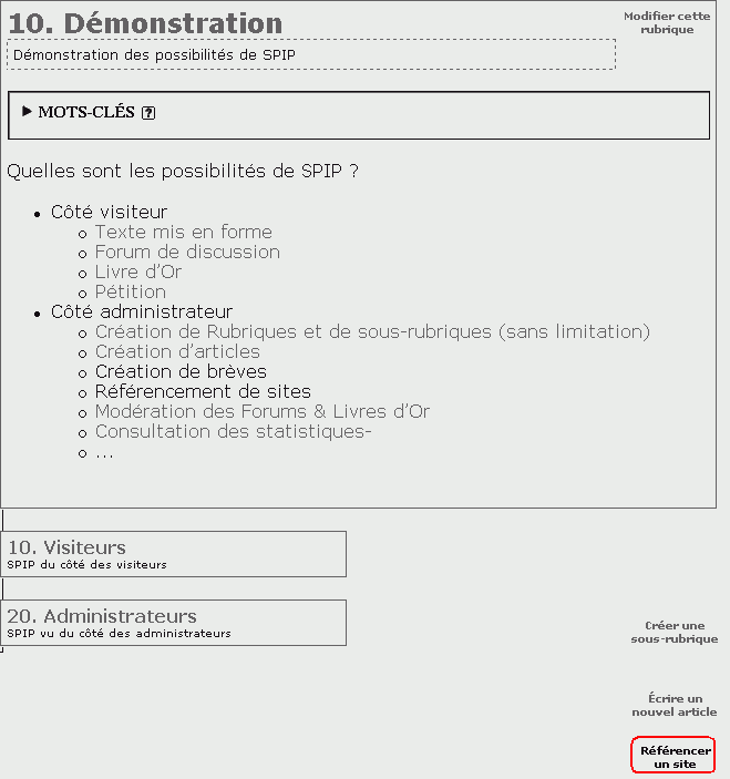Demande de référencement d'un site