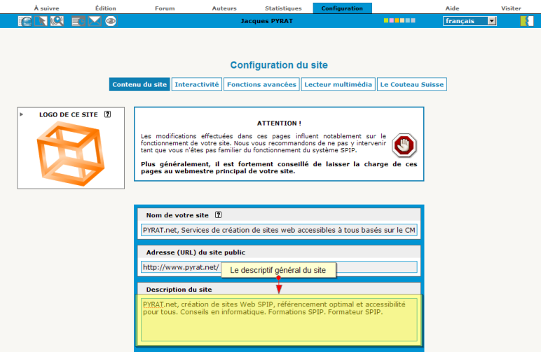 Descriptif général du site